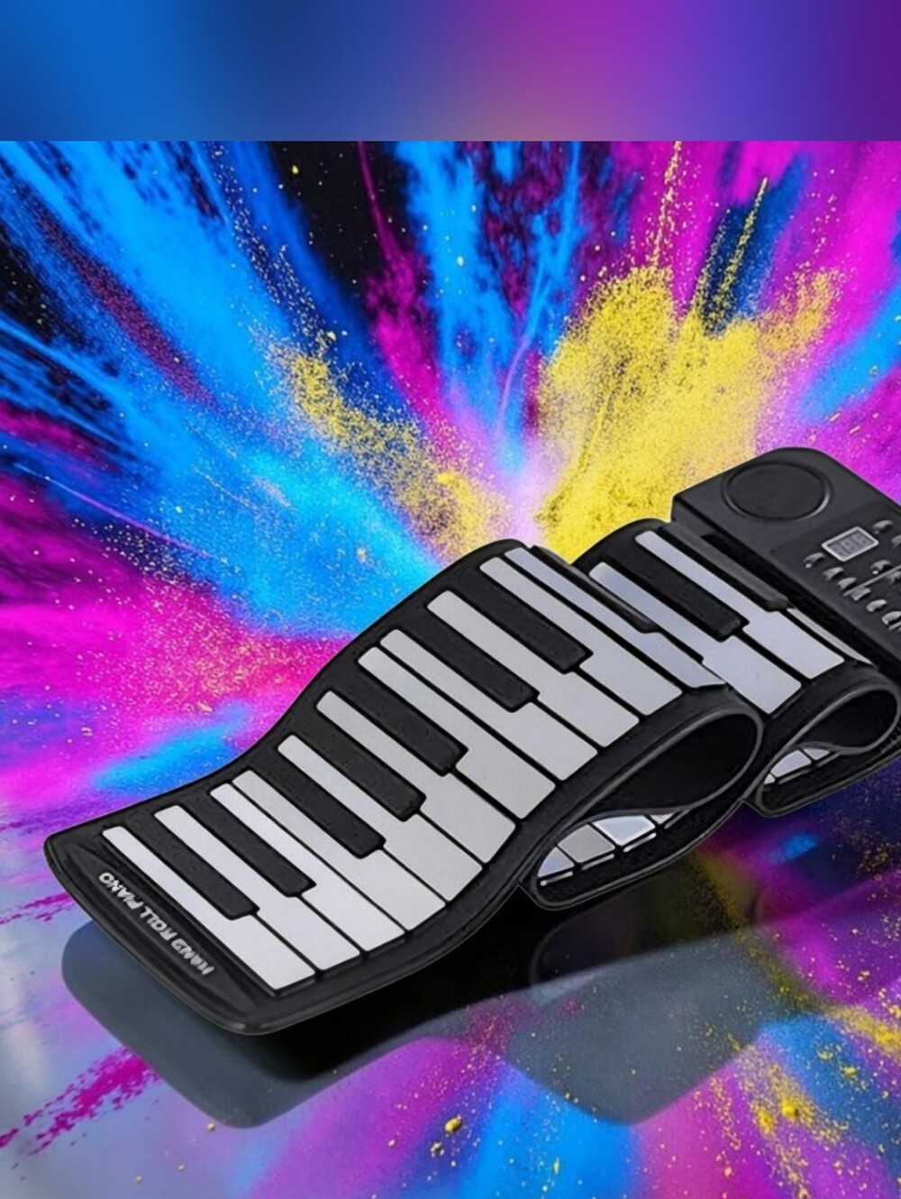 Flexible Roll-Up Piano Keyboard - Black